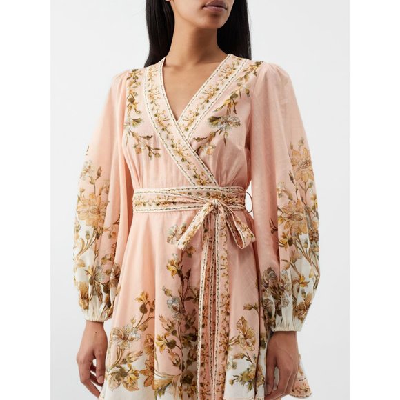 Zimmermann Chintz Floral Print Slubbed Cotton Mini Dress US 6 - Picture 5 of 11